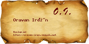 Oravan Irén névjegykártya